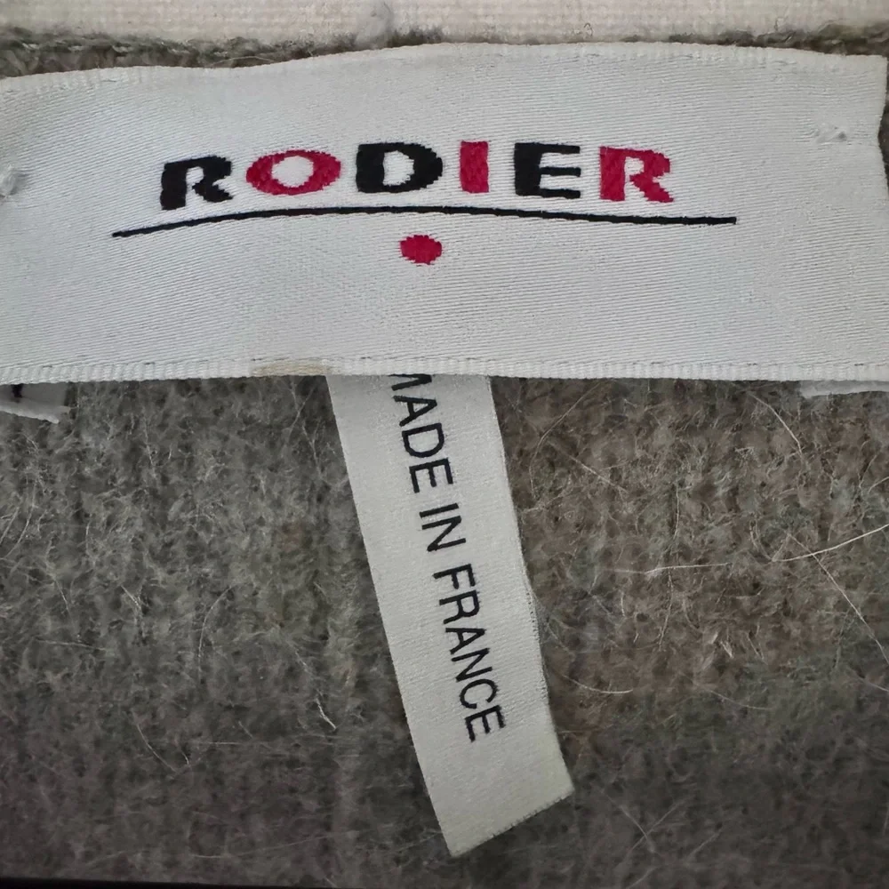Rodier France Wool Angora Long Cardigan Jacket Green Grey S/M Relaxed Fit - Picture 5 of 12